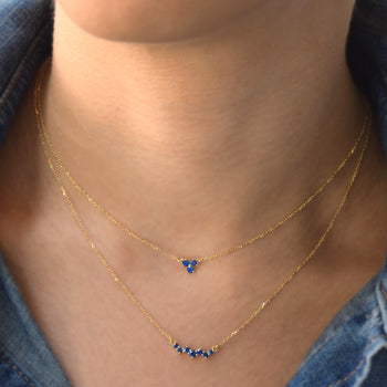 18K Yellow Gold and Blue Sapphire Necklaces