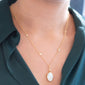 Elle Stone Slim Mother of Pearl Locket Necklace with Diamond Chain