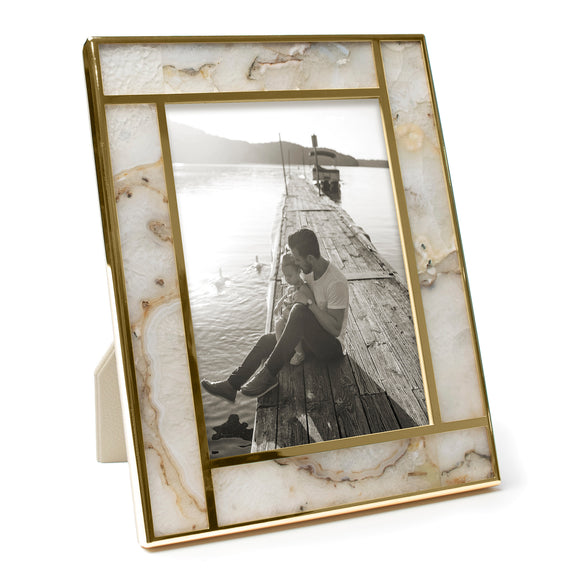 
  
    White Agate and 24K Gold Plated Photo Frame
  
