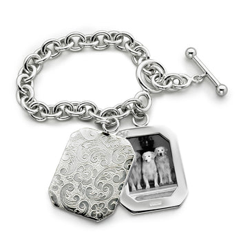 Toggle Bracelet with Two Octagon Half Lockets