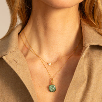 Slim "Rae" Locket Necklace with Emeralds