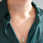 Slim "Kitt" 18K Gold Locket Necklace with Diamond Chain