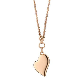 Slim Heart Locket on Cognac Diamond Necklace