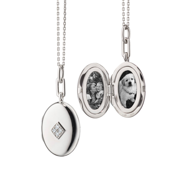 
  
    Diamond Sterling Silver Oval Locket Necklace
  
