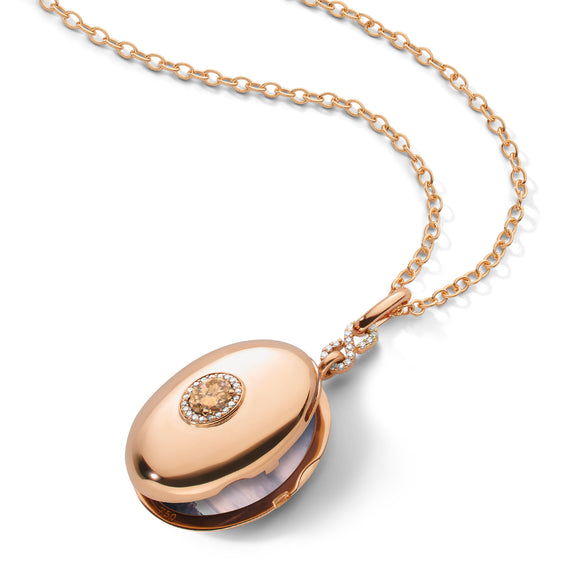 
  
    Cognac Diamond Infinity Rose Gold Locket Necklace
  
