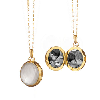 Petite Mother of Pearl Gold Locket Necklace