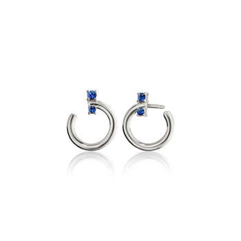 Sterling Silver Small Galaxy Wrap Hoop™ Earrings with Blue Sapphires