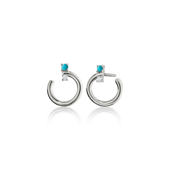 Sterling Silver Small Galaxy Wrap Hoop™ Earrings with Turquoise and White Sapphire