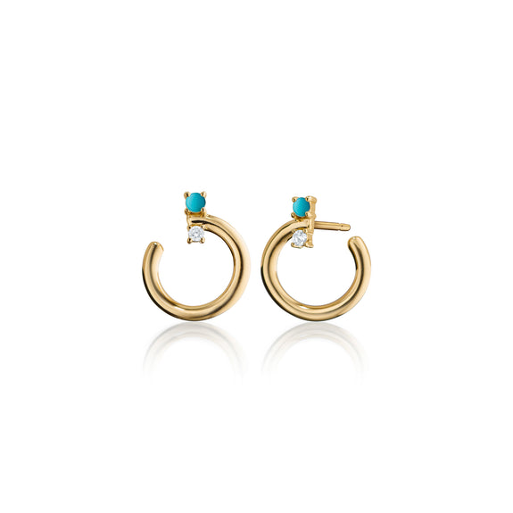 
  
    18K Yellow Gold Small Galaxy Wrap Hoop™ Earrings with Turquoise and Diamonds
  
