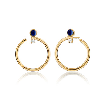 18K Yellow Gold Large Galaxy Wrap Hoop™ Earrings with Blue Sapphires and Diamonds