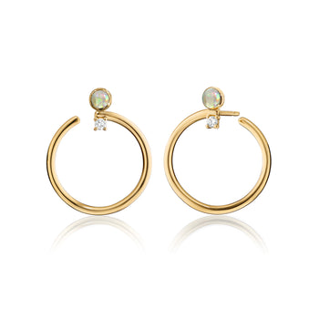 18K Yellow Gold Large Galaxy Wrap Hoop™ Earrings with Opals and Diamonds