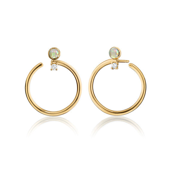 
  
    18K Yellow Gold Large Galaxy Wrap Hoop™ Earrings with Opals and Diamonds
  
