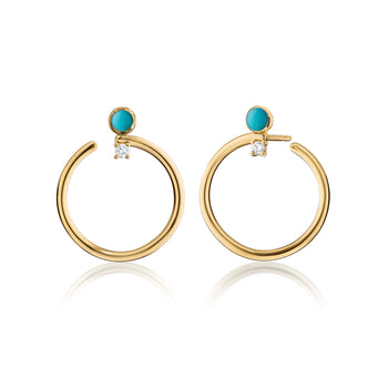 18K Yellow Gold Large Galaxy Wrap Hoop™ Earrings with Turquoise and Diamonds