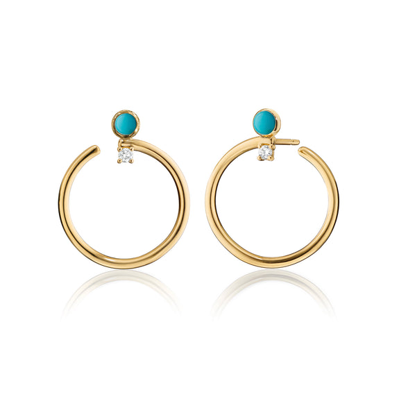 
  
    18K Yellow Gold Large Galaxy Wrap Hoop™ Earrings with Turquoise and Diamonds
  
