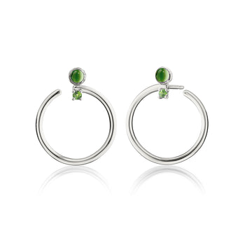 Sterling Silver Large Galaxy Wrap Hoop™ Earrings with Green Sapphires