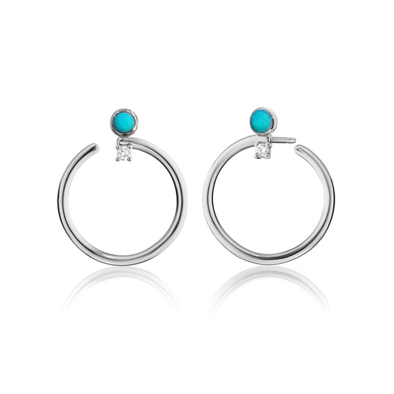 
  
    Sterling Silver Large Galaxy Wrap Hoop™ Earrings with Turquoise and White Sapphire
  
