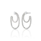 Sterling Silver Double Oval Galaxy Wrap Hoop Earrings with Baguette White Sapphire