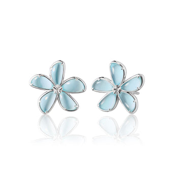 Blue Topaz Doublet Flower Stud Earrings