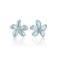 Blue Topaz Doublet Flower Stud Earrings