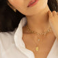 Slim Oval Eve Locket, Petite Heart Necklace, Audrey Link Charm Necklace, all in 18k Gold