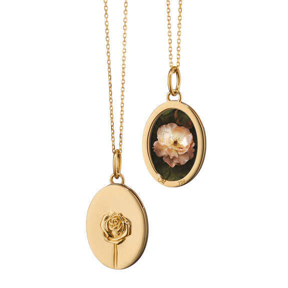 
  
    18K Gold Sculpted Rose Half Locket
  
