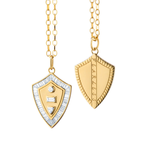 
  
    Fearless Shield with Tapered Baguette and Round Diamonds
  
