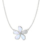 Mother of Pearl Flower Necklace with Pavé White Sapphires