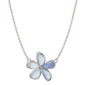 Mother of Pearl and Blue Topaz Doublet Flower Necklace