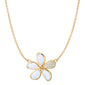 Mother of Pearl Flower Necklace with Pavé White Diamonds