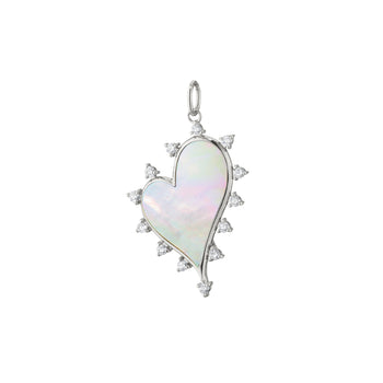 Large Mother of Pearl Heart Charm with White Sapphires