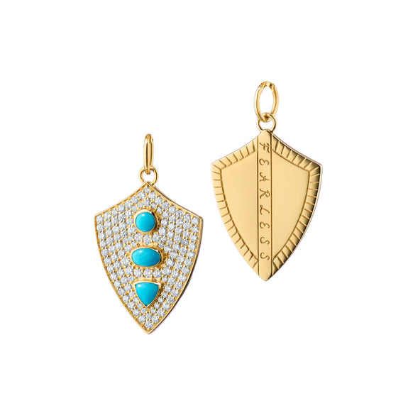 
  
    Fearless Shield with Turquoise and Pave Diamonds
  
