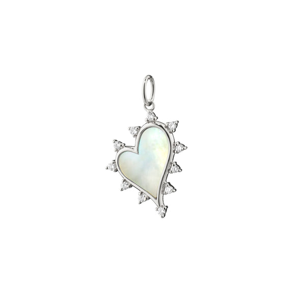 
  
    Mother of Pearl Heart Charm with White Sapphires
  
