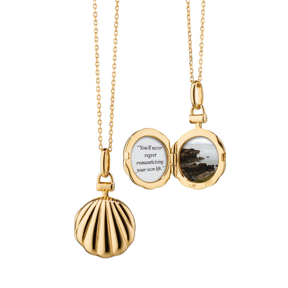 
  
    The Mini Shell 18K Gold Locket Necklace
  
