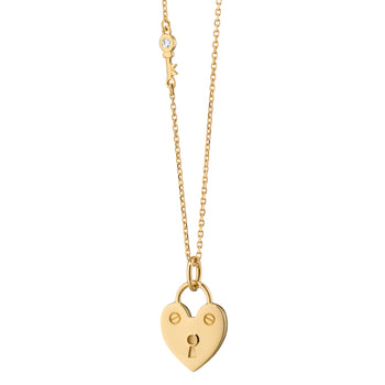 Love Lock Heart Necklace with Diamond