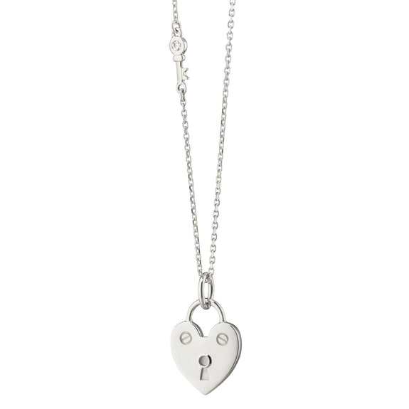 
  
    Love Lock Heart Necklace with White Sapphire
  
