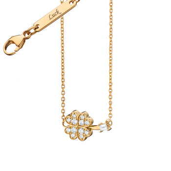 Pavé and Baguette Diamond Mini Clover Luck Necklace