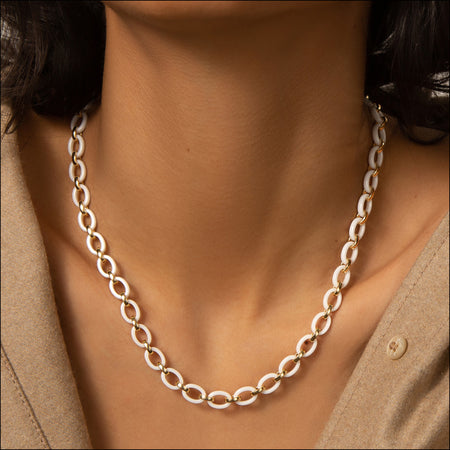 Louis Vuitton Ceramic Chain-Link Necklace - Silver-Tone Metal