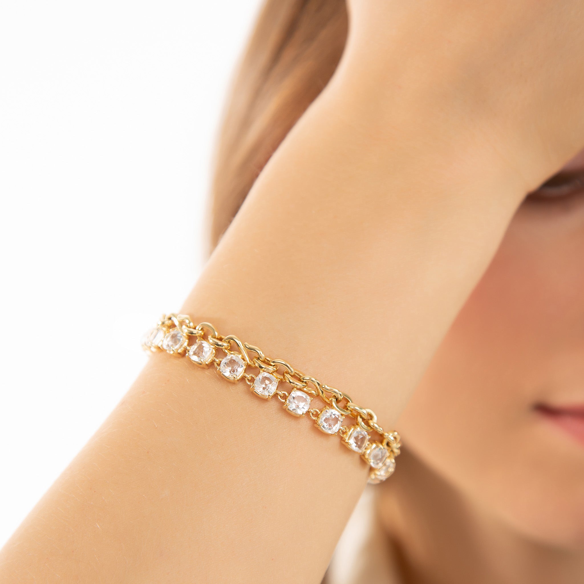 Rahaminov Multi Shape Diamond Bezel Set Station Bracelet in Yellow Gold,  6.75