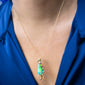 One of a Kind Australian Black Opal, Emerald and Diamond Seahorse Necklace