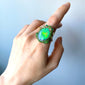 One of a Kind Australian Black Opal, Tsavorite and Emerald Frog Ring