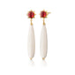 Special Edition Sun White Opal Drop Earrings with Mexican Fire Opal