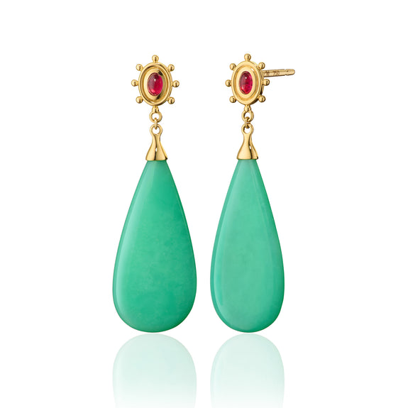 
  
    Special Edition “Spiral Galaxy” Chrysoprase Drop Earrings with Pink Tourmaline
  
