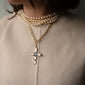 Special Edition Moonstone and Diamond Cross with Center Blue Sapphire on 18" Audrey Link Chain