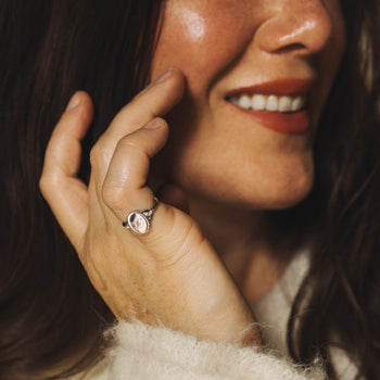 Sterling Silver Signet Ring with White Sapphires