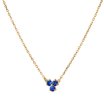 18K Yellow Gold and Blue Sapphire Necklace, 3 Sapphires