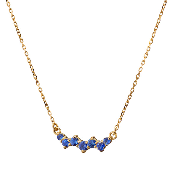 
  
    18K Yellow Gold and Blue Sapphire Necklace, 7 Sapphires
  
