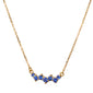 18K Yellow Gold and Blue Sapphire Necklace, 7 Sapphires