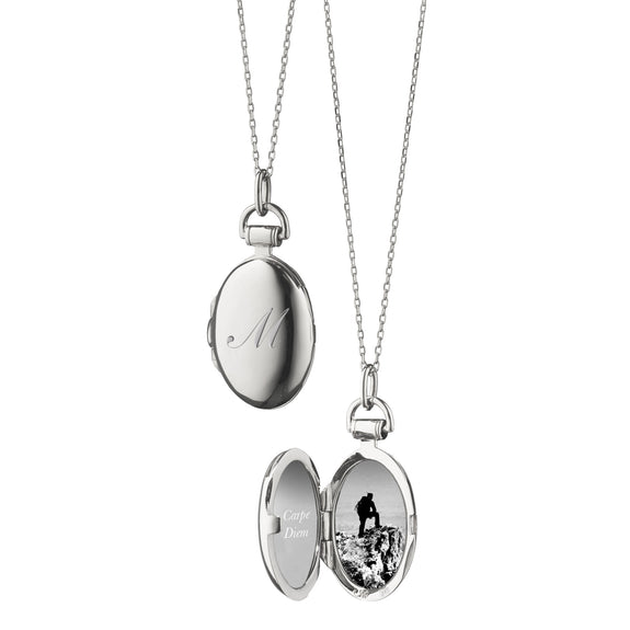 Silver Locket Necklaces For Women Engraved With Photos