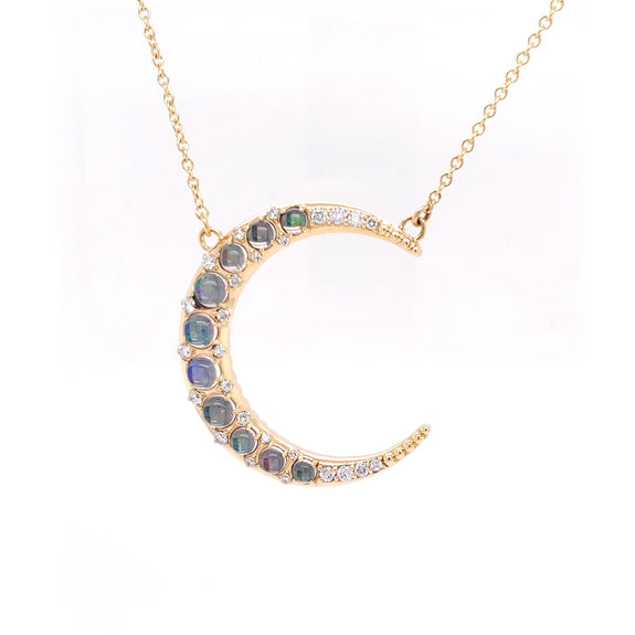 Sun, Moon and Stars Opal Moon Necklace | Monica Rich Kosann