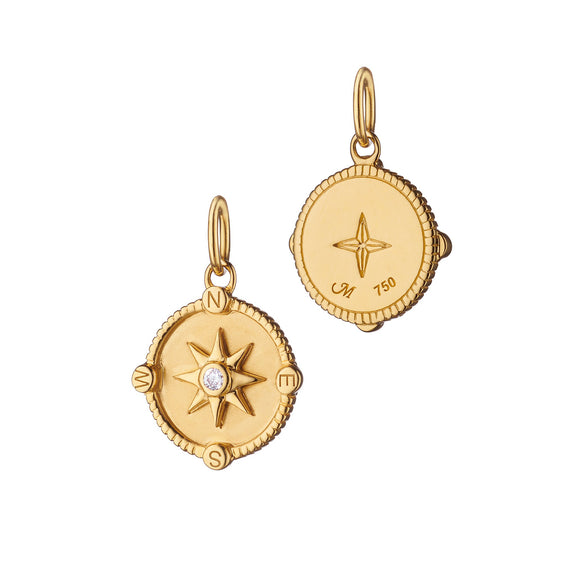 Initial Bracelet - Engraved Compass Bracelet - 14K Solid Gold - Gift for Anniversary - Gift for Mom